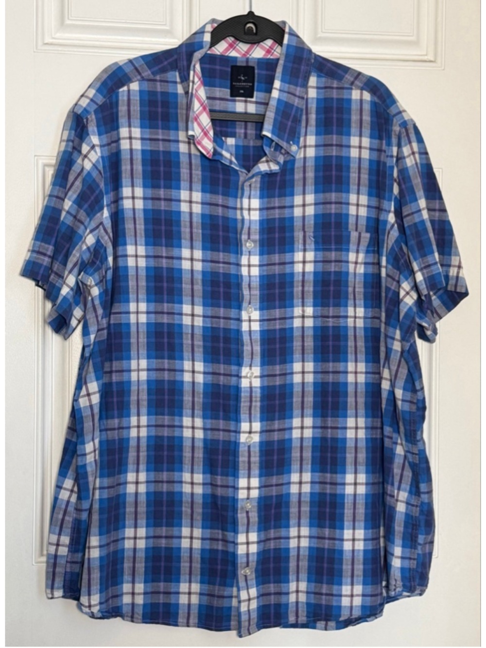 Men's TAILORBYRD COLLECTION Casual Button Down Shirt XXL Blue Plaid